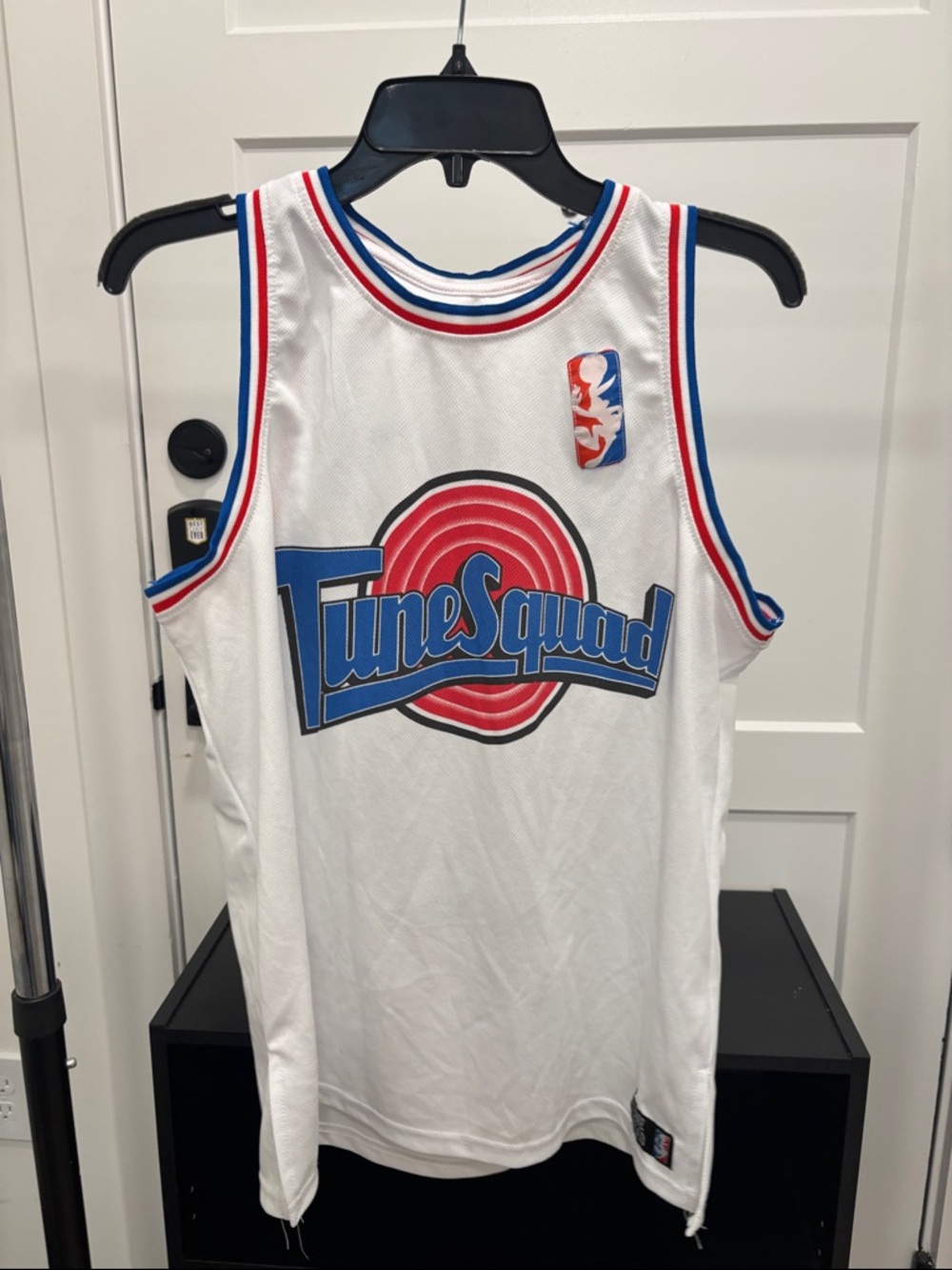 Mitchell & Ness White Bugs #1 Jersey with Red & Blue Trim